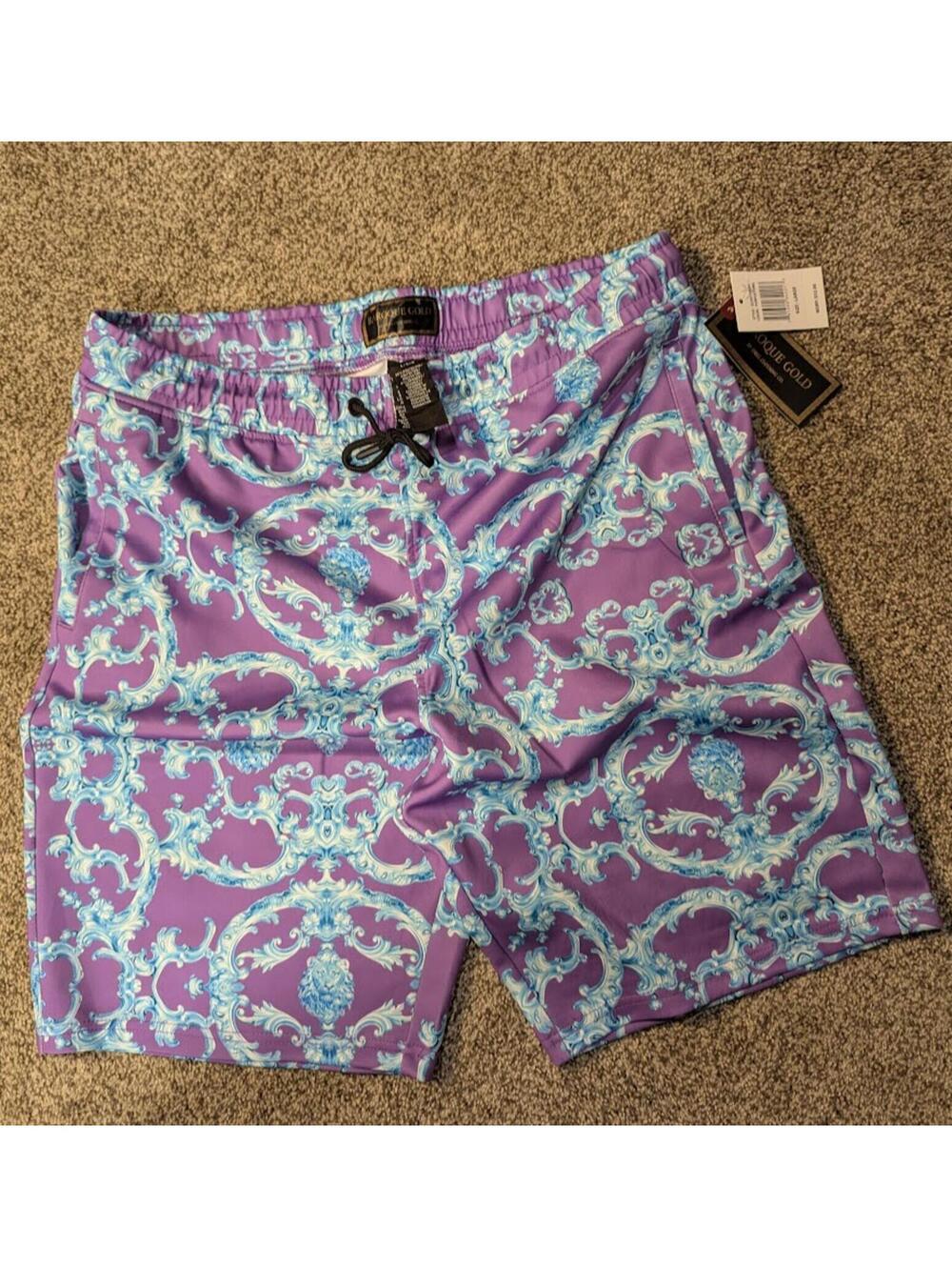 Baroque Gold by Drill Clothing Co Shorts Size Large NWT Purple Blue Lion Pattern